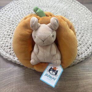 Jellycat Brambling Mouse In Orange Pumpkin Plush 4” NEW w TAG